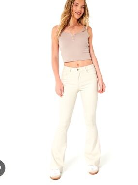 Hollister Off-White High-Rise Flare Pants